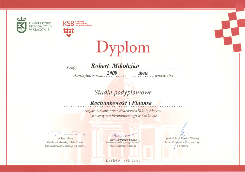 Dyplom Studia Podyplomowe